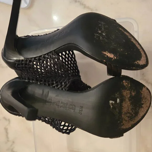 L.A.M.B. by Gwen Stefani Black Woven Mesh Heels with Back Zip - Picture 7 of 8